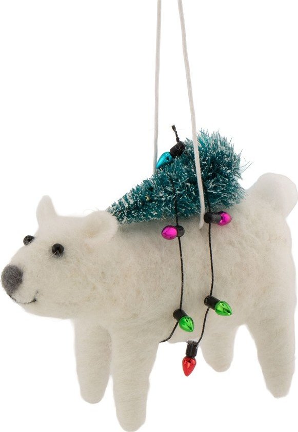 Textilní vánoční ozdoba 12 cm Polar Bear with Christmas Lights – Sass & Belle