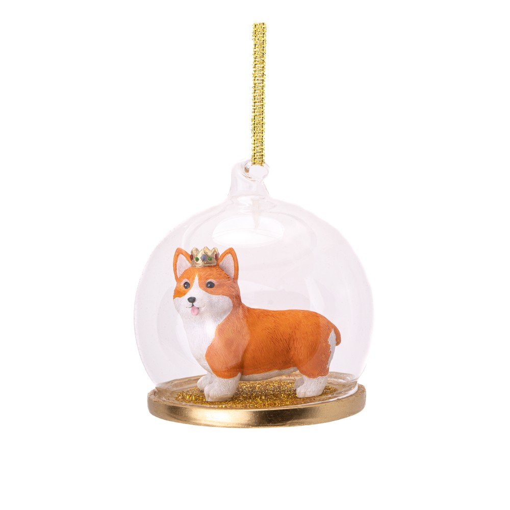 Vánoční ozdoba z polyresinu 7 cm Corgi with Crown – Sass & Belle