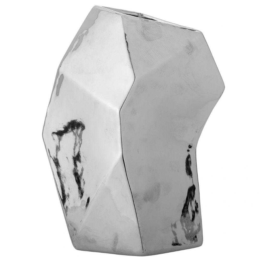 Bloomingville Stříbrná kameninová váza Dimona 23 cm