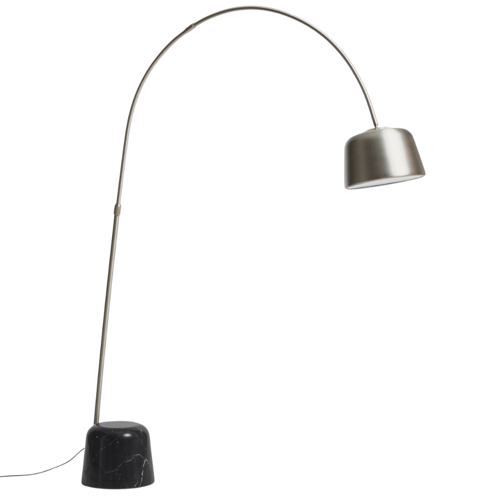 Kave Home Stříbrno - černá stojací lampa Arnolia 196 cm