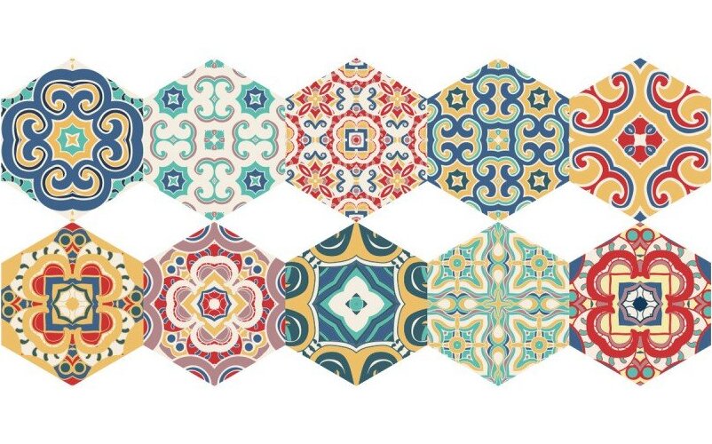 Sada 10 samolepek na podlahu Ambiance Floor Stickers Hexagons Lorena
